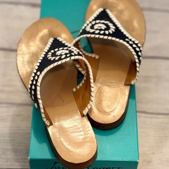 Jack Rogers Black and White Thong Sandals - Picture 5 of 9